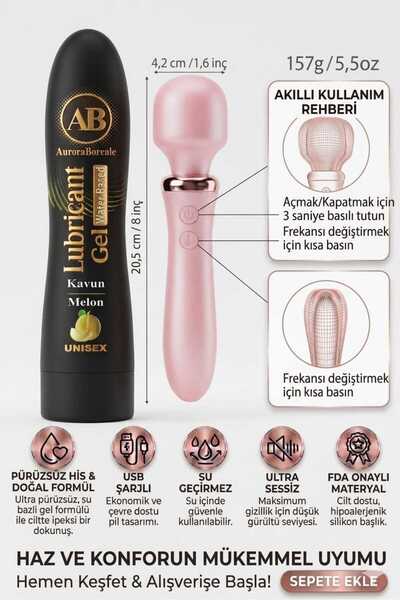 AuroraBoreale Premium Kavunlu Kayganlaştırıcı Jel 10 Titreşim Modlu Masaj Aks...