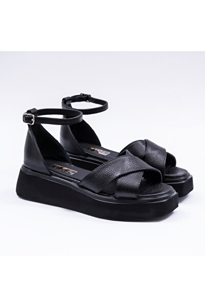 VAGAM Sandale Dama din Piele Naturala Negre