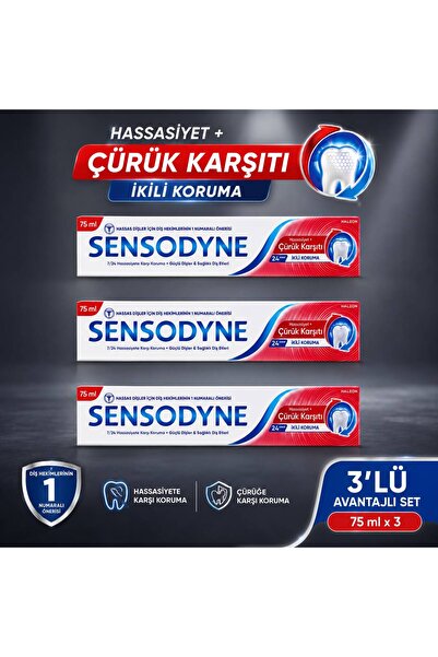 Sensodyne Hassasiyet + Çürük Karşıtı Diş Macunu 75 ml x 3 Adet Avantajlı Set