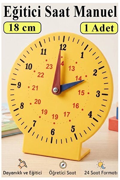 Artlantis Saat Öğretimi Materyali 1 Adet 18 cm Plastik Ayaklı Eğitim Saati Ma...
