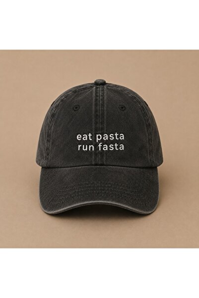 WeavedCo Eat Pasta Run Fasta Written Vintage Washable Hat