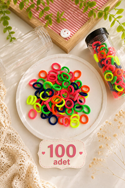 Nisankids مجموعة من 100 مطاطة شعر صغيرة ملونة - مشبك شعر ناعم ومرن للأطفال، أ...