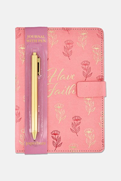 Paperbuzz Have Faith Leather Journal Notebook With Pen Set, Multicolor