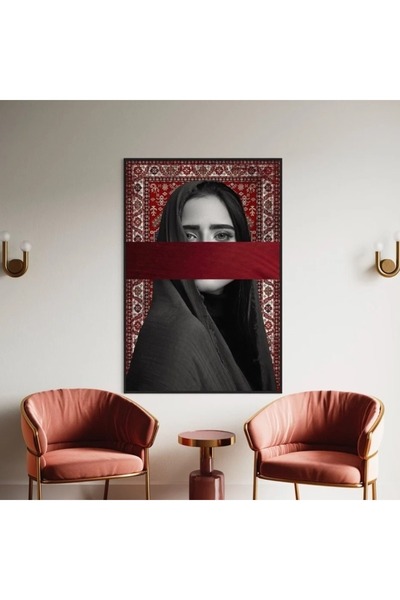 Afkar modern لوحة جدارية فنية للمرأة العربية والخيل - تصميم مودرن حصري - مطبو...