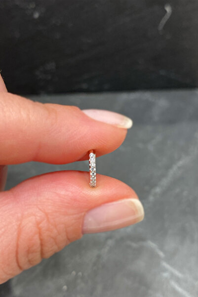 La femme by begum Tek Sıra Yarım Tur Taşlı Silver Gümüş Halka Piercing,helix,...