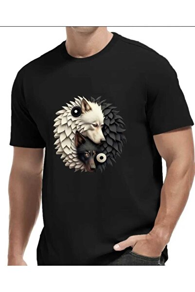 Panda Baskı Tekstil Wolf Balance Printed Special Design Oversize Tshirt