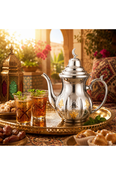Dania ✨ إبريق شاي ستانلس ستيل فاخر هلالي – سعة 1.36 لتر (48 أونصة) | تصميم عر...