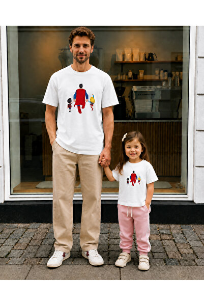 LORVEX Father's Day Dad Daughter Combination T-Shirt Oversize 100% Cotton Pri...
