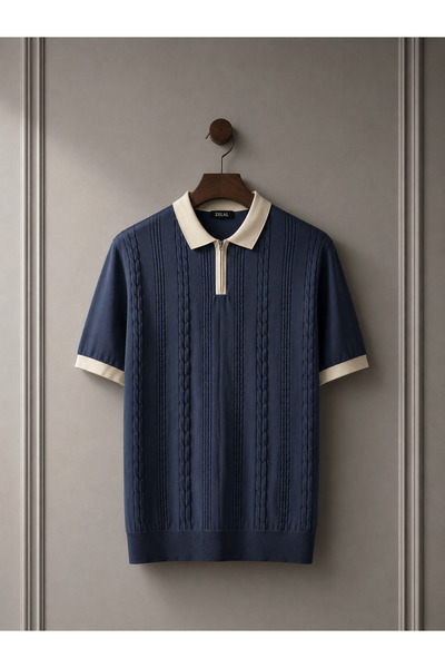 Vance Polo Collar Zippered Knitted Old Money Knitted First Quality Soft Short...