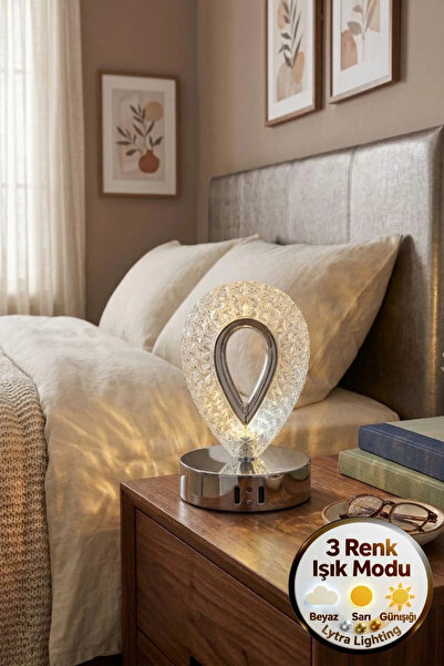 Lumia Lighting Damla Model Gümüş 3 Renk Modu Ledli Modern Elektrikli Masa ve ...