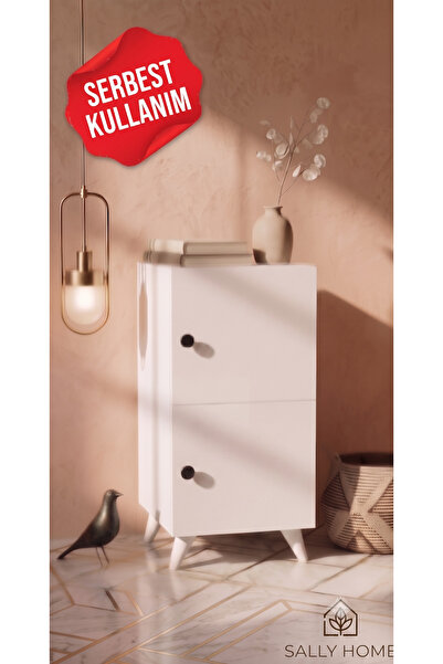Sally Home SALLY Kapaklı Modern Dikey Başucu Sehpası Depolama Alanlı Komodin ...