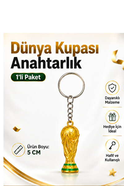 Printorium Dünya Kupası Figürlü Gold Anahtarlık 5 cm Hediyelik Taraftar Anaht...