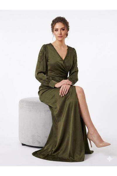 sea gulf Plain Evening Gown with Side Sequin Embroidery and Front Side Slit