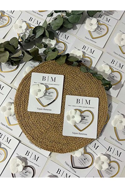 Zarif Souvenirs Gold Çerçeveli Ortanca Süslemeli Kalp Magnet Nikah,Nişan,Söz ...