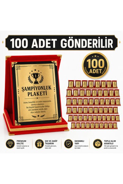 HiperAD Reklam Kadife Kutulu ŞAMPİYONLUK PLAKETİ – MEZUNİYET PLAKETİ KADİFE KUTU PLAKET OKUL MEZUNİYET METAL BASKILI MEZUNİYET HEDİYESİ 100 adet