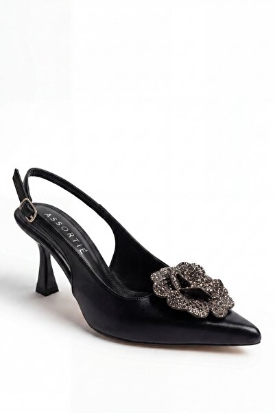 Assortie Radiant Metalik Çiçekli Stiletto Topuklu Davet ve Gece Ayakkabısı 9CM