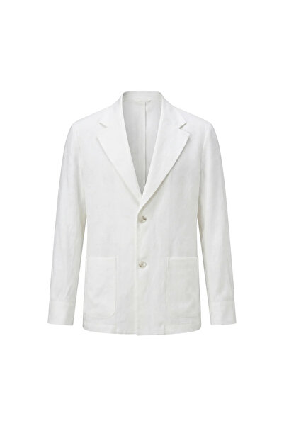 janbely Beyaz Keten Blazer Ceket