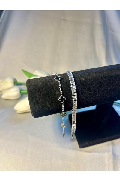 ATALYA ACCESSORY طقم سوار نسائي من الصلب مكون من قطعتين من ميني يونكا موديل س...