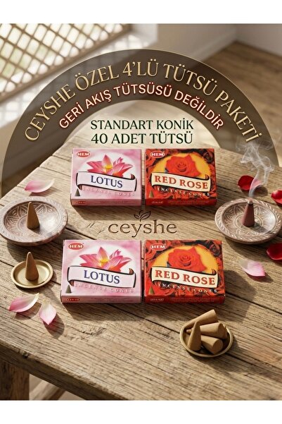 Hem Meditasyon Aromaterapi Sakinleştirici Kokular 4 Paket (40) Konik Tütsü (G...
