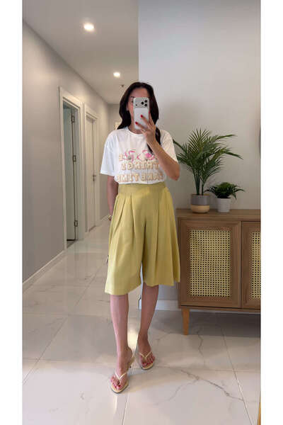 BİRCANÇİL Floksy Yellow Midi Length Trousers
