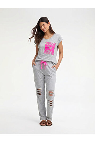 Levantino Women's pajama set, cotton Short sleeve two-piece casual pajamas