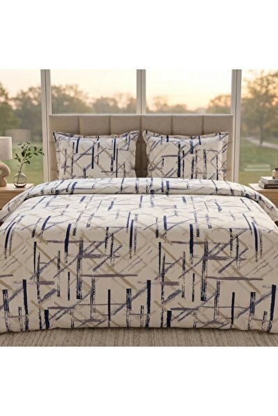 Pucioasa %100 cotton cotton satin double Duvet Cover Set , 4 pieces, Blue abs...