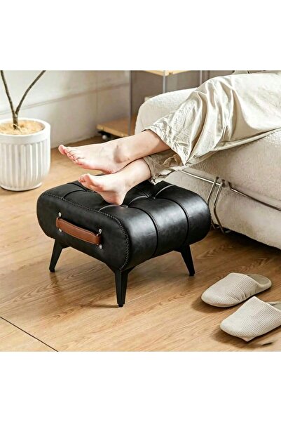 Snooe Leather Foot Stool Ottoman,Ottoman Footrest, Rectangle Foot Stool, for ...