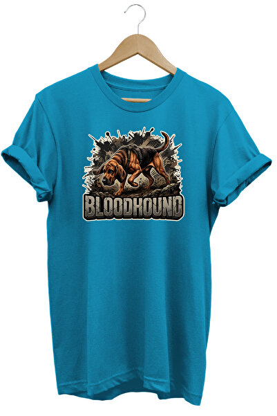 WİDİ Unisex Blood Hound Printed T-Shirt - Hunter Dogs Series Crew Neck Cotton...
