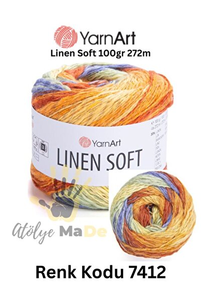 Yarnart Linen Soft -7412- TEK YUMAK - %30Linen %36 Viscoze %34Pamuk- 100gr 27...