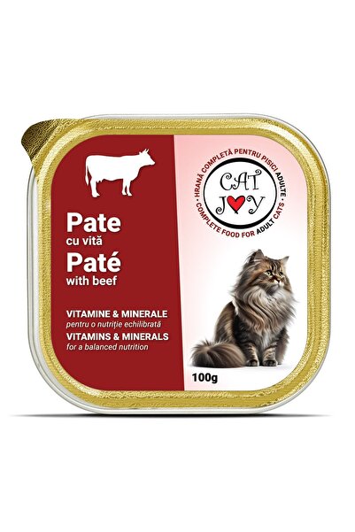 OEM CAT JOY Pate, Wet Cat Food Adult, Beef, 100g