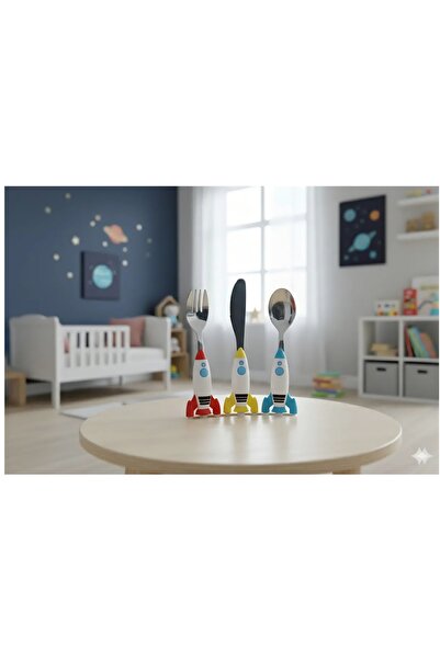 Porland Rocket Kids Spoon Fork Knife Set 3 Pieces
