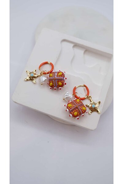 Jerie Colorful Square Charm Detail Dangle Earrings