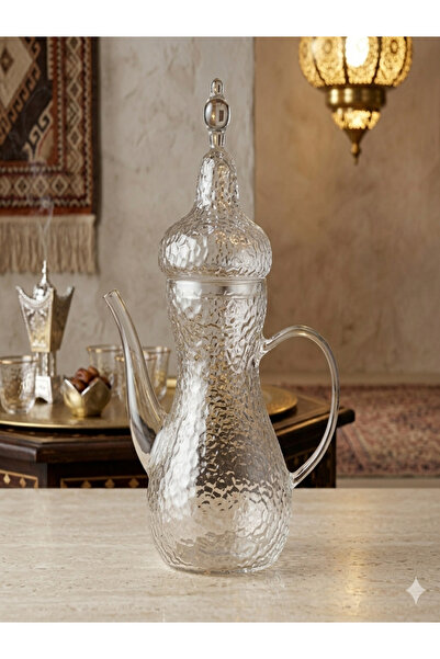 Mony moon Glass Tea and Coffee Server with Ribbed Design for Traditional Serv...