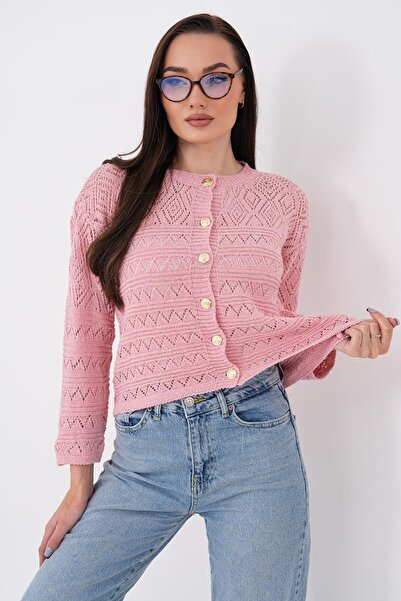 ŞİMAL Women's Button Closure Knitwear Knitted Cardigan 260505 -
