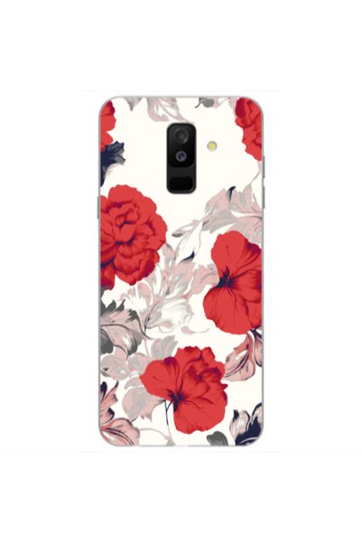 Other Samsung A6 Plus Red Flowers Transparent Silicone TPU Θήκη