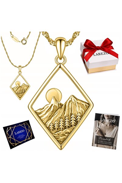Larezo 925 Silver Necklace with Gold Plated, Pendant with the Tatry Mountains...
