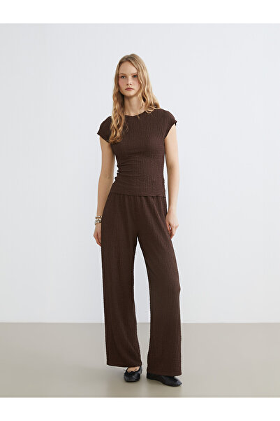 LC Waikiki Vizyon New Season Elastic Waist Textured Women's Trousers