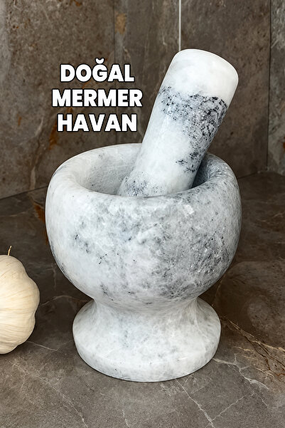 Destpak Gerçek Mermer Havan - Ekstra Kaliteli Ağır Havan - Sarımsak Baharat E...