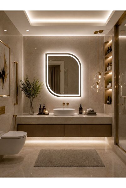 DKN Mirror Prime Edge Ledli Banyo Aynası – Dekoratif Duvar Aynası – Dokunmati...