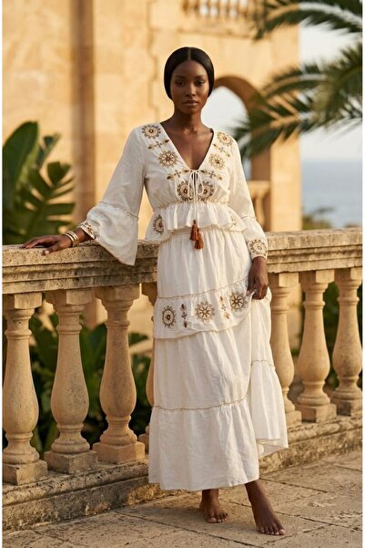 moda gk Gold Design Embroidery and Beading Detailed Hürrem Kol Premium Import...