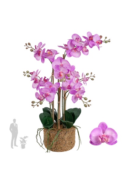 Roberto Rossi Orhidee artificiala mov deschis cu aspect H70 cm cu 7 tulpini