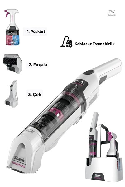 Shark Kablosuz Koltuk ve Halı Leke Çıkarıcı StainForce Şarjlı Taşınabilir Yık...