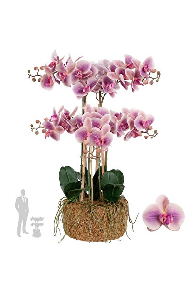 Roberto Rossi Orhidee artificiala roz cu aspect H72 cm cu 6 tulpini