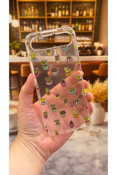 Vip Case Tecno Spark Slim Uyumlu Kaktüs Desenli Şeffaf Darbe Emici Kamera Kor...