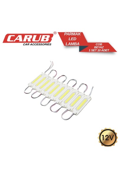 Carub 10 Adet Lamba Parmak Lamba 12V COB Led 1set Beyaz