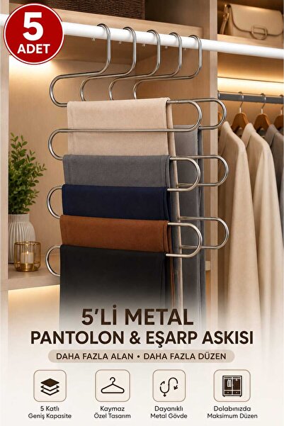 Herza House 5-dijelni metalni držač za pantalone i šal