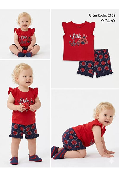 Generic Brand 9/24 Month Baby Set with Ladybug Ruffle Shorts