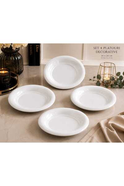 Home Top Bottom Set of 4 Porcelain Plates – 24 x 24 cm