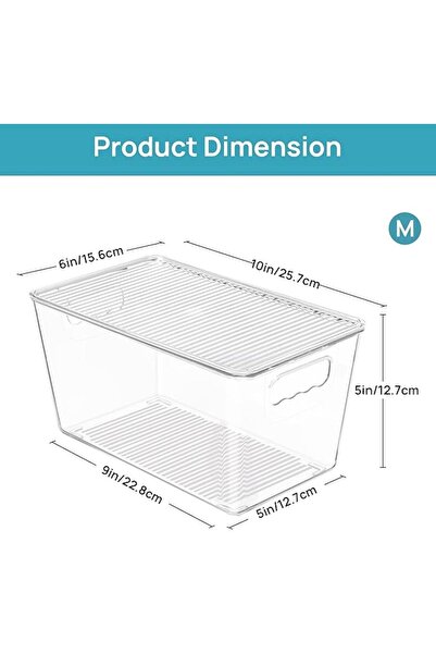 Arabest 6 PCS Clear Fridge Organizers and Storage Bins, with Lids,BPA Free, S...