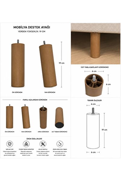 Büş Büş Aksesuar Noga za nameštaj, 19 cm, potporna noga, plastična noga, mode...